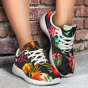 Blossom Flowers Skull Pattern Print Sport Shoes GearFrost