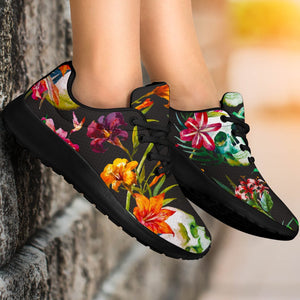 Blossom Flowers Skull Pattern Print Sport Shoes GearFrost