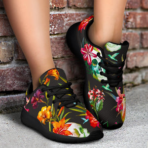 Blossom Flowers Skull Pattern Print Sport Shoes GearFrost