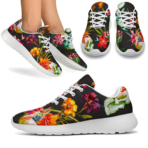 Blossom Flowers Skull Pattern Print Sport Shoes GearFrost