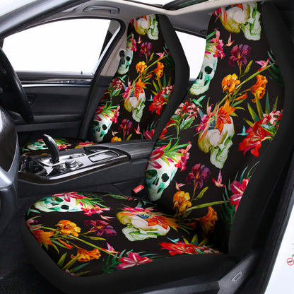 Blossom Flowers Skull Pattern Print Universal Fit Car Seat Covers