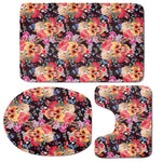 Blossom Peony Skull Pattern Print 3 Piece Bath Mat Set