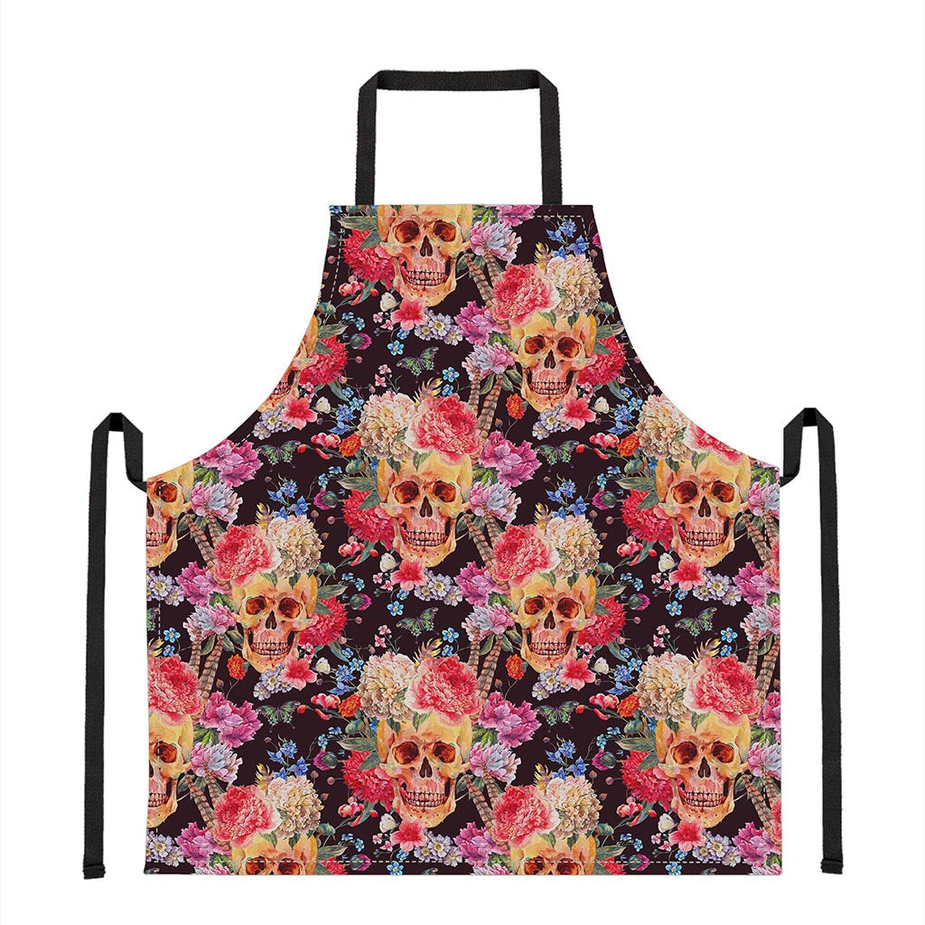 Blossom Peony Skull Pattern Print Apron