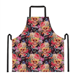 Blossom Peony Skull Pattern Print Apron