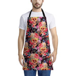 Blossom Peony Skull Pattern Print Apron