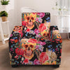 Blossom Peony Skull Pattern Print Armchair Slipcover