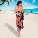 Blossom Peony Skull Pattern Print Beach Sarong Wrap