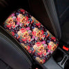 Blossom Peony Skull Pattern Print Car Center Console Cover