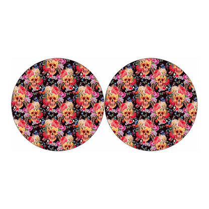Blossom Peony Skull Pattern Print Car Coasters