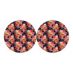 Blossom Peony Skull Pattern Print Car Coasters