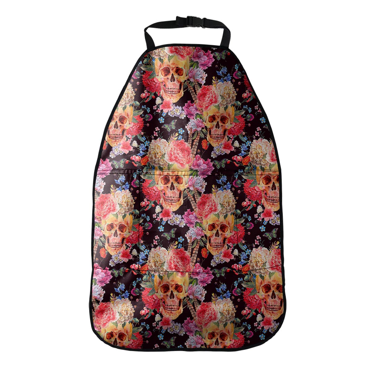 Blossom Peony Skull Pattern Print Car Seat Organizers