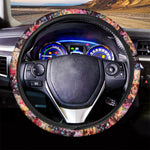 Blossom Peony Skull Pattern Print Car Steering Wheel Cover