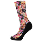 Blossom Peony Skull Pattern Print Crew Socks