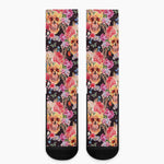 Blossom Peony Skull Pattern Print Crew Socks