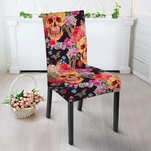 Blossom Peony Skull Pattern Print Dining Chair Slipcover