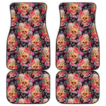 Blossom Peony Skull Pattern Print Front and Back Car Floor Mats