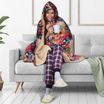 Blossom Peony Skull Pattern Print Hooded Blanket