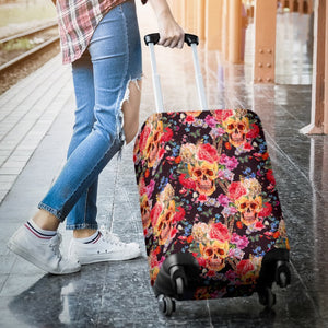 Blossom Peony Skull Pattern Print Luggage Cover GearFrost