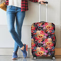 Blossom Peony Skull Pattern Print Luggage Cover