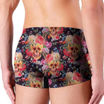 Blossom Peony Skull Pattern Print Men's Boxer Briefs