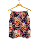 Blossom Peony Skull Pattern Print Men's Shorts