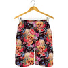 Blossom Peony Skull Pattern Print Men's Shorts