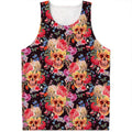 Blossom Peony Skull Pattern Print Men's Tank Top