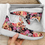 Blossom Peony Skull Pattern Print Mesh Knit Shoes GearFrost