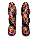 Blossom Peony Skull Pattern Print Muay Thai Shin Guard