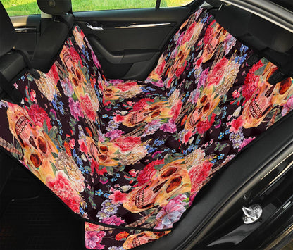 Blossom Peony Skull Pattern Print Pet Car Back Seat Cover