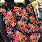 Blossom Peony Skull Pattern Print Pet Car Back Seat Cover