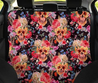 Blossom Peony Skull Pattern Print Pet Car Back Seat Cover