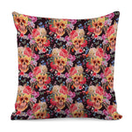 Blossom Peony Skull Pattern Print Pillow Cover