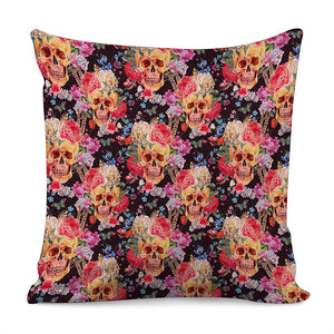 Blossom Peony Skull Pattern Print Pillow Cover