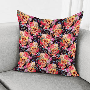 Blossom Peony Skull Pattern Print Pillow Cover