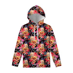 Blossom Peony Skull Pattern Print Pullover Hoodie