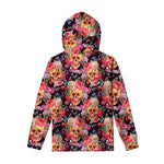 Blossom Peony Skull Pattern Print Pullover Hoodie