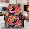 Blossom Peony Skull Pattern Print Recliner Slipcover