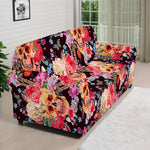 Blossom Peony Skull Pattern Print Sofa Cover