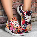 Blossom Peony Skull Pattern Print Sport Shoes GearFrost