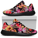 Blossom Peony Skull Pattern Print Sport Shoes GearFrost