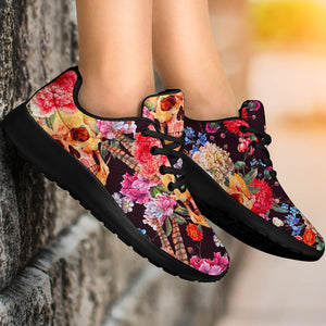 Blossom Peony Skull Pattern Print Sport Shoes GearFrost