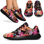 Blossom Peony Skull Pattern Print Sport Shoes GearFrost