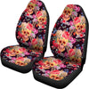 Blossom Peony Skull Pattern Print Universal Fit Car Seat Covers