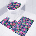 Blossom Tropical Flower Pattern Print 3 Piece Bath Mat Set