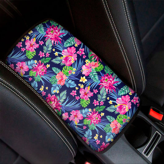 Blossom Tropical Flower Pattern Print Car Center Console Cover