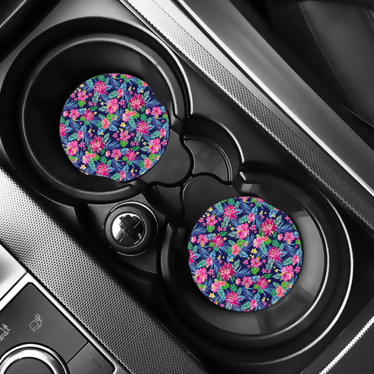 Blossom Tropical Flower Pattern Print Car Coasters
