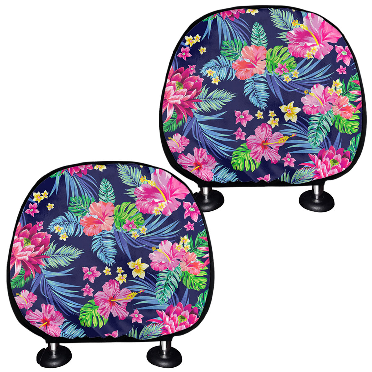 Blossom Tropical Flower Pattern Print Car Headrest Covers