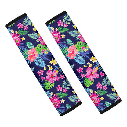 Blossom Tropical Flower Pattern Print Car Seat Belt Covers