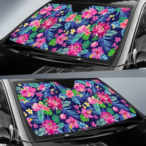 Blossom Tropical Flower Pattern Print Car Sun Shade GearFrost